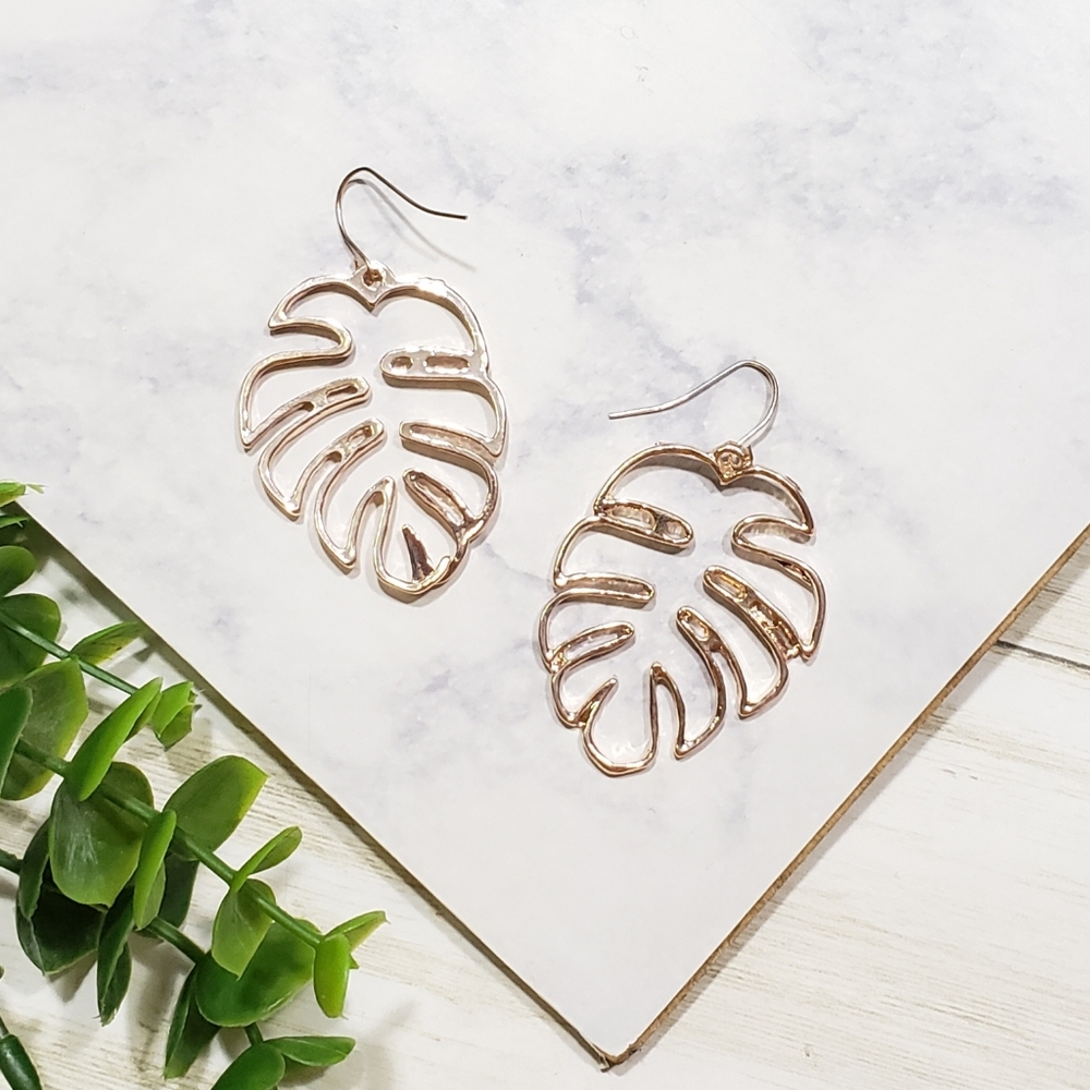 Boho Palm Leaf Geometric Earrings